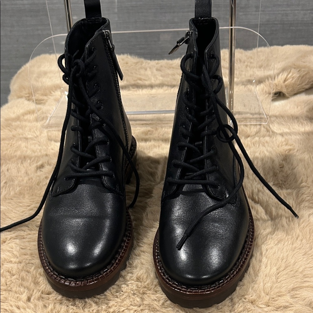 Vince Black Leather Ankle Boots